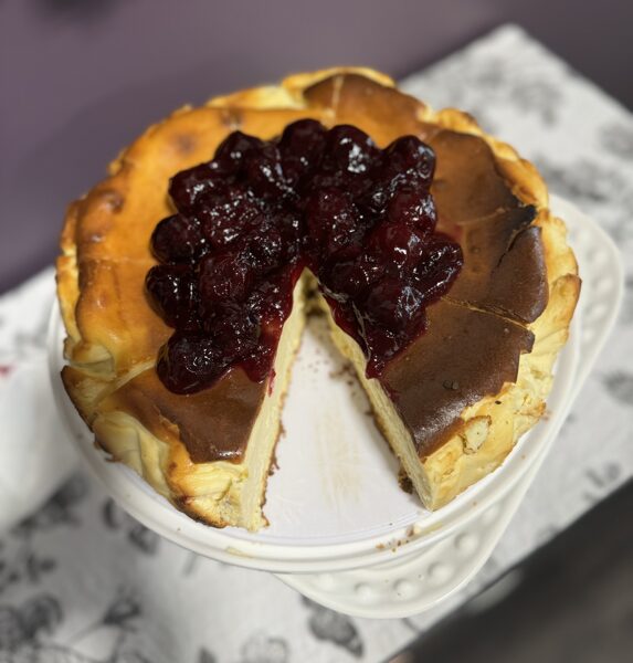 Basque Cheese Cake with Fruit Compote