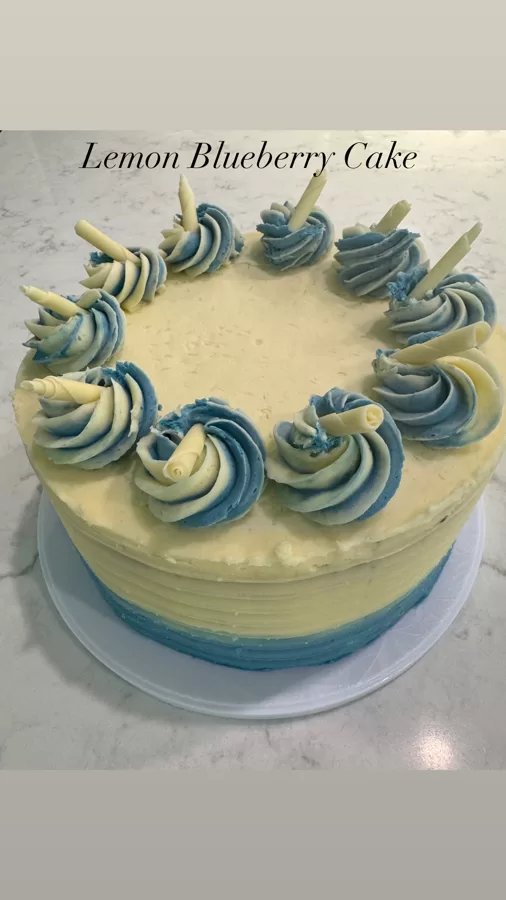 Lemon Blueberry Three layer Cake